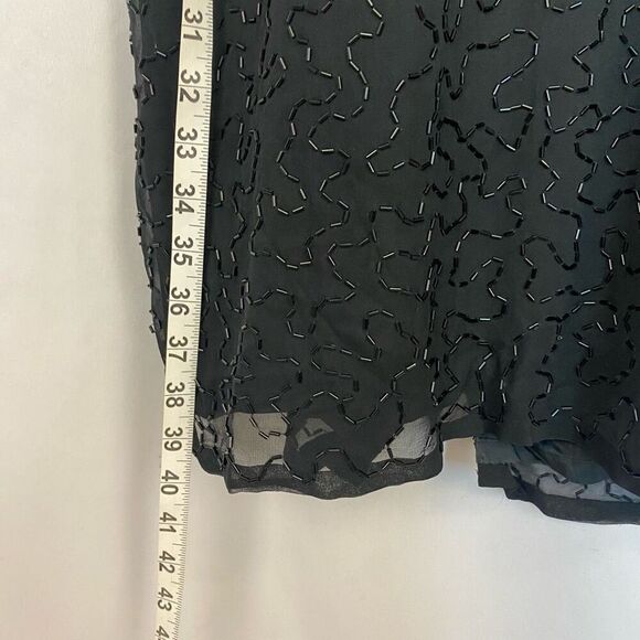 Vintage Haute Sheer Silk Sequin Coctail Dress Silver gold sequin Women’s 10 by N - Picture 12 of 14